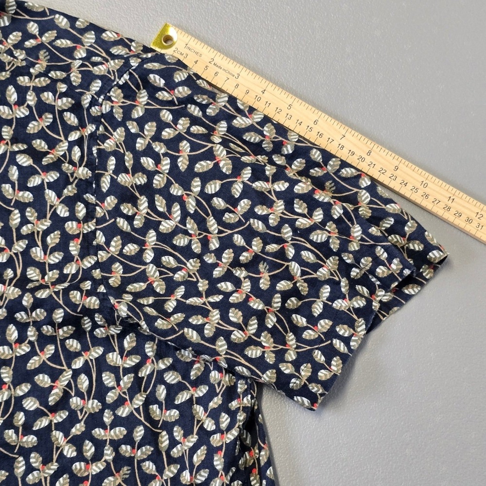 Perry Ellis 100% Linen Shirt Mens 2XL Blue Floral Button Up Short Sleeve Casual - Picture 8 of 10